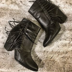 Aldo Linsey Leather fringe booties size 8